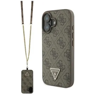 Guess GUHCP16SP4TDSCPW iPhone 16 6.1" brązowy/brown hardcase Leather Metal Logo Strass Crossbody - Etui i futerały do telefonów - miniaturka - grafika 1
