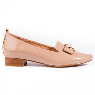Vinceza Eleganckie lakierowane mokasyny na niskim obcasie Vnceza beżowy - Mokasyny damskie - miniaturka - grafika 1