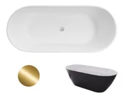 Wanny - Wanna Wolnostojąca Besco Moya Black&White 170 + klik-klak złoty czyszczony od góry - miniaturka - grafika 1