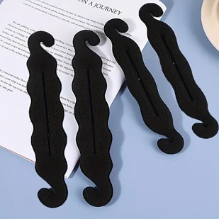 TEMU 4 szt. Korejski styl fryzur, robaki do włosów dla kobiet, słodka minimalistyczna stylizacja, materiał czarna siatka, puszyste leniwe klipsy do - Ozdoby do włosów - miniaturka - grafika 1