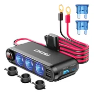 Akcesoria motoryzacyjne - Rozdzielacz rozgałęźnik trójnik zapalniczki + woltmierz ładowarka usb usb-c 12v 24v amio-03782 - miniaturka - grafika 1