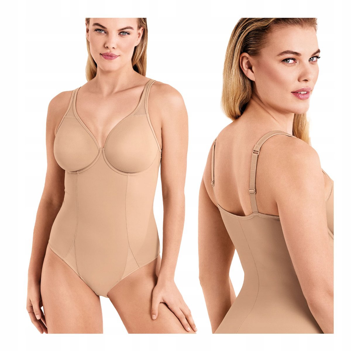 Body damskie z fiszbinami modelujące z szerokimi ramiączkami Infiore 90C