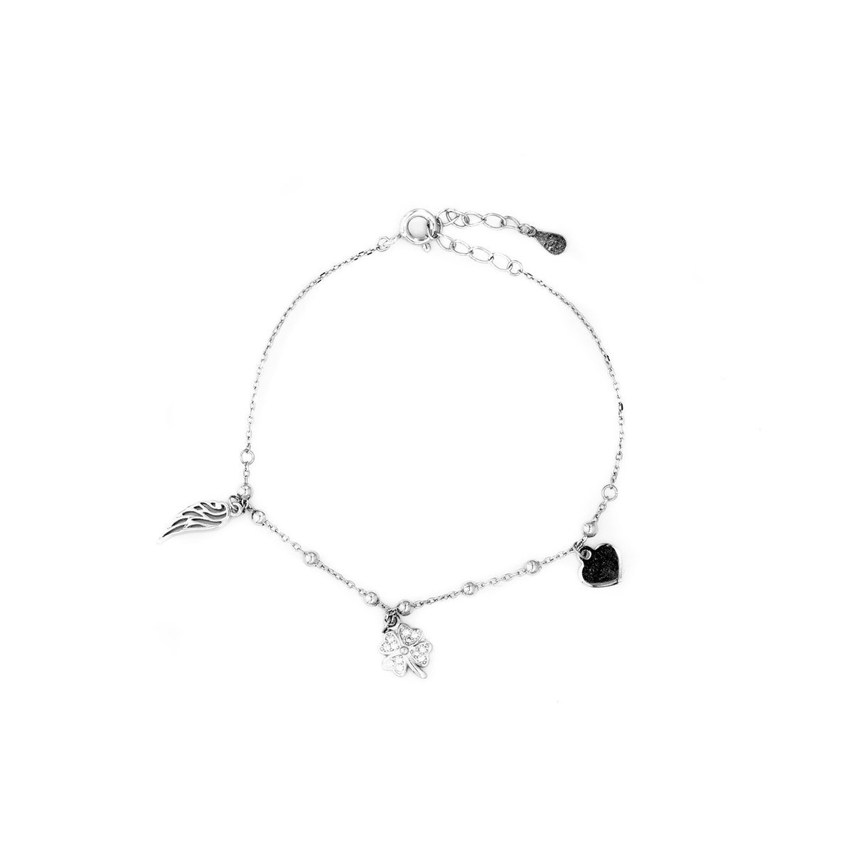 Srebrna bransoletka 925 Skrzydlata Czterolistna Koniczyna