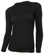 Koszulki sportowe damskie - Brubeck Koszulka termoaktywna damska ACTIVE WOOL LS12810 Czarna - miniaturka - grafika 1