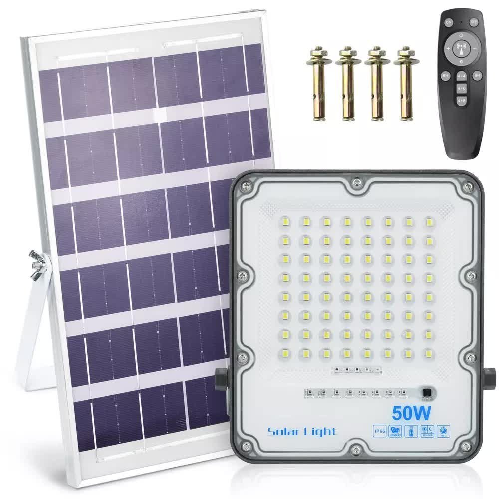 Zestaw Naświetlacz LED 50W + Panel solarny 6V/6W z pilotem 1500lm, 3000mAh, IP66