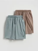 Majtki dla dzieci - Reserved - Bawełniane szorty 2 pack - brązowy - miniaturka - grafika 1