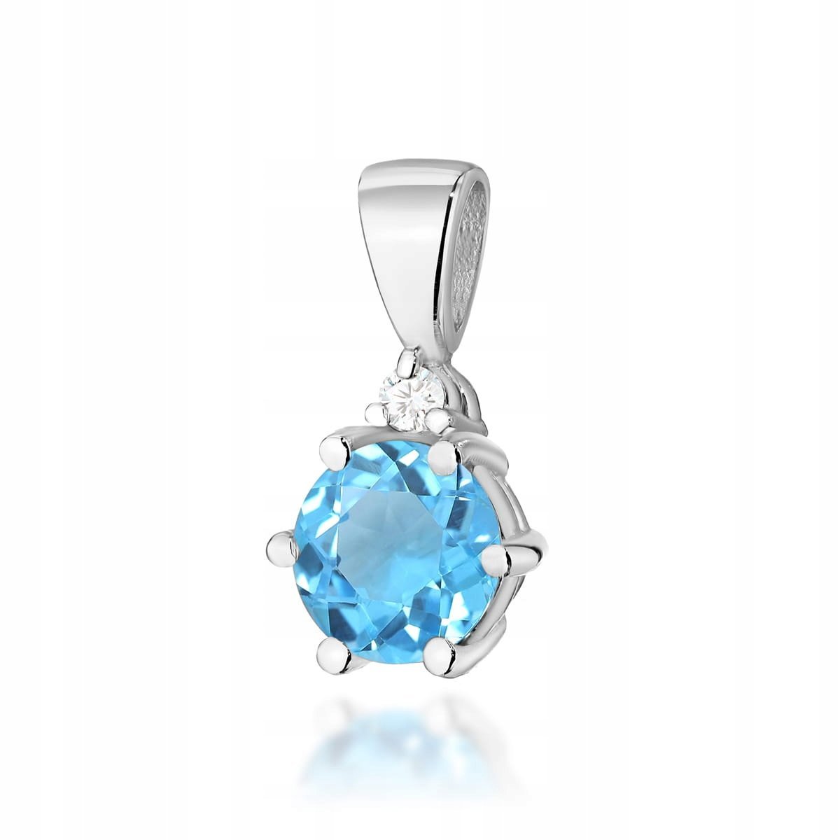 Złota zawieszka 585 okrągły topaz swiss z diamentem 0.4g prezent