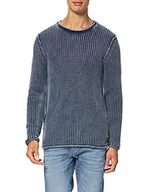 Swetry męskie - Replay Sweter męski, 085 niebieski, S - miniaturka - grafika 1