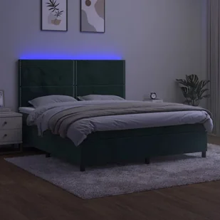 Łóżko kontynentalne z materacem i LED zielony aksamit 180x200cm Lumarko! - Łóżka - miniaturka - grafika 5