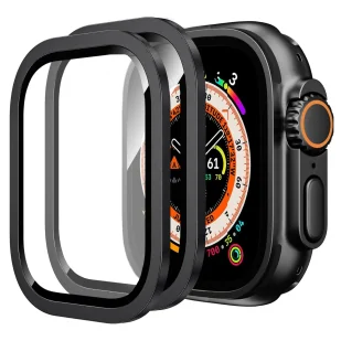 2x Szkło hartowane ramka do Apple Watch Ultra / Ultra 2 49mm na ekran Alogy Protector 9H Czarne - Akcesoria do smartwatchy - miniaturka - grafika 1