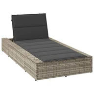 Leżaki ogrodowe - vidaXL Leżak z poduszką pływającą Jasnoszary polirattan - miniaturka - grafika 1