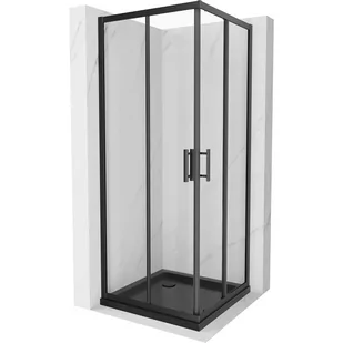Mexen Rio kabina prysznicowa kwadratowa 70x70 cm, transparent, czarna + brodzik Flat, czarny - Kabiny prysznicowe - miniaturka - grafika 1