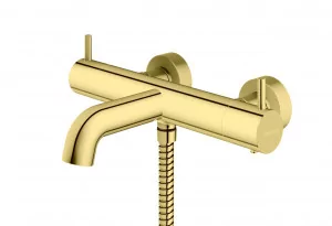 Kohlman QW710AGD AXEL GOLD Natynkowa bateria wannowo-prysznicowa termostatyczna natynkowa - Baterie wannowe i prysznicowe - miniaturka - grafika 1