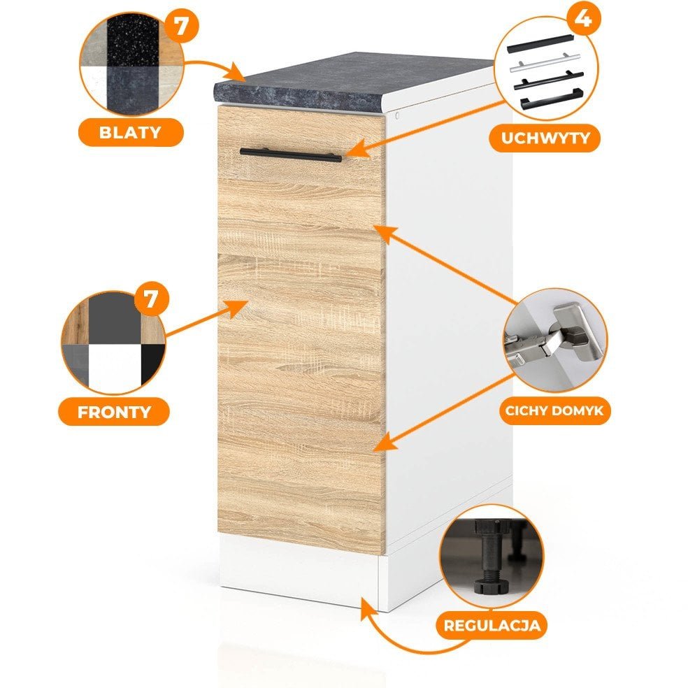 Szafka Kuchenna Stojąca Z Blatem Szafka Cargo 30cm Spremium Dąb Sonoma