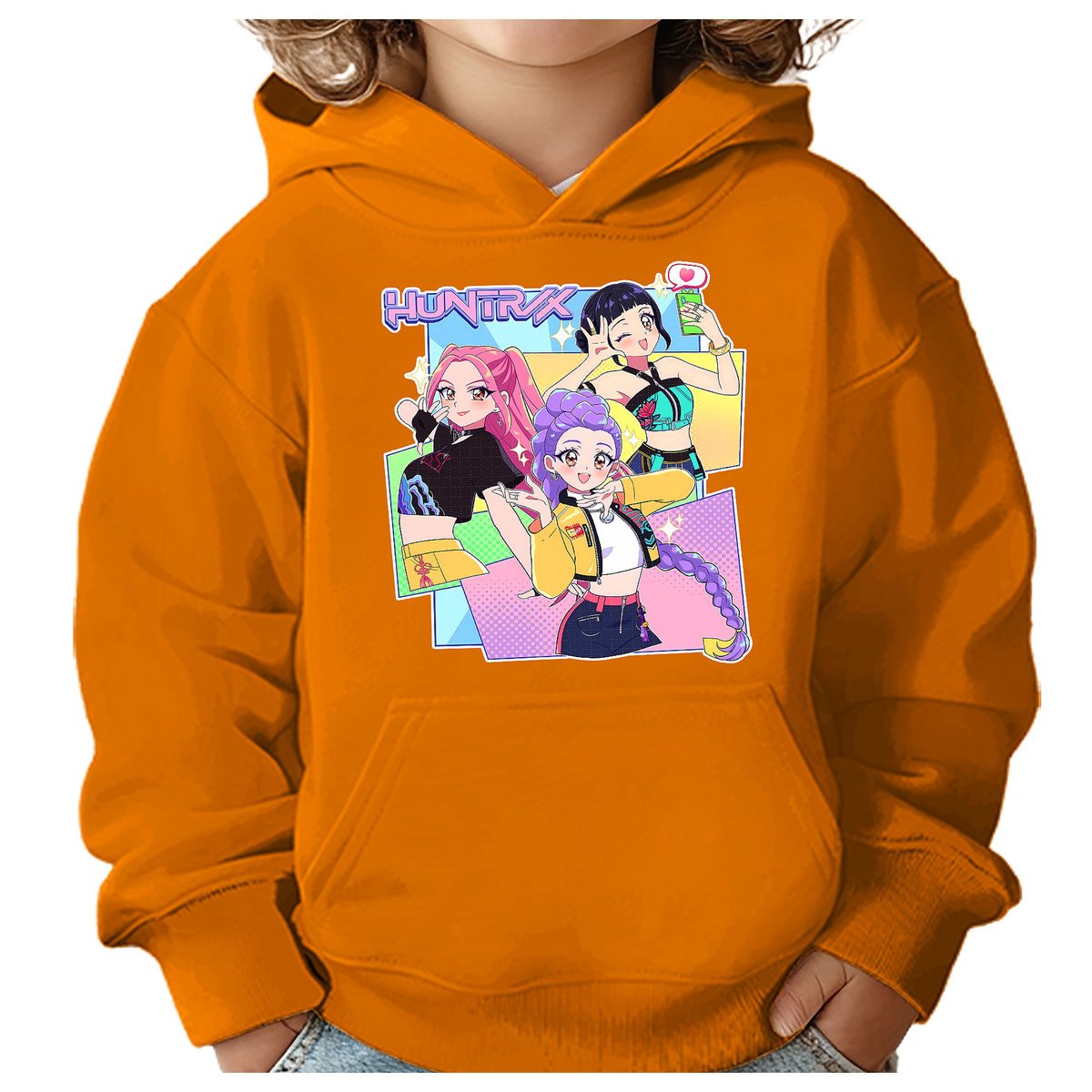 BLUZA DZIECIĘCA K-POPOWE ŁOWCZYNIE DEMONÓW HUNTRIX 134-140 Z KAPTUREM