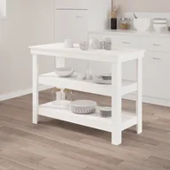 Ławy i stoliki kawowe - Stolik roboczy, biały, 110,5x50x80 cm, lite drewno sosnowe - miniaturka - grafika 1