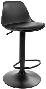 Skandynawski Hoker Czarny Z Poduszką Z Ekoskóry W3-A27 - Taborety i hokery - miniaturka - grafika 1