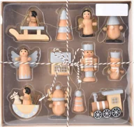 Ozdoby bożonarodzeniowe - Home Styling Collection Zestaw drewnianych zabawek choinkowych, 12 szt. - miniaturka - grafika 1