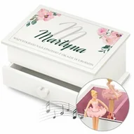 Pozytywki dla dzieci - Szkatułka na biżuterię z pozytywką i szufladką z nadrukiem dla niej na 18 urodziny - miniaturka - grafika 1