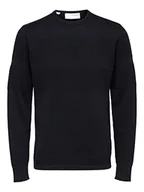 Swetry męskie - SELECTED HOMME SLHMAINE LS Knit Crew Noos sweter męski, czarny, S, czarny, S - miniaturka - grafika 1