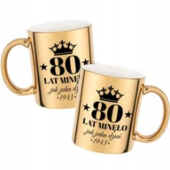 Kubki - Kubek Z Nadrukiem 80 LAT MINĘŁO ROK Złoty Metaliczny Kreator - miniaturka - grafika 1