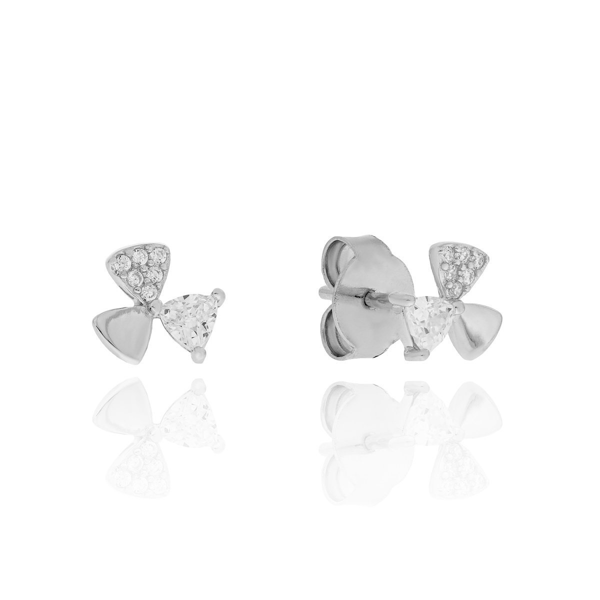 Srebrne kolczyki kwiatki koniczynki z cyrkoniami sztyfty pr. 925