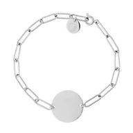 Bransoletki - Bransoletka damska łańcuch z okrągłym medalikiem do grawerunku - Manoki - miniaturka - grafika 1