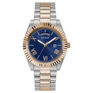 Zegarek Srebrno-różowozłoty zegarek Guess Connoisseur z bransoletką GW0265G12 - Zegarki męskie - miniaturka - grafika 1