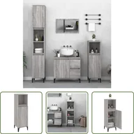 Szafki łazienkowe - The Living Store Szafka łazienkowa szara Sonoma 30x30x100 cm Materiał drewnopochodny - miniaturka - grafika 1