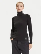 Swetry damskie - Calvin Klein Jeans Golf LV047D350G Czarny Regular Fit - miniaturka - grafika 1