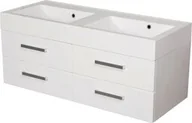 Szafki łazienkowe - Szafka łazienkowa biała 120 cm z umywalką podwójną FOKUS NEW - miniaturka - grafika 1