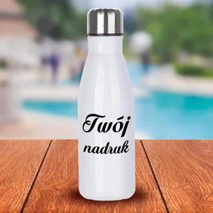 Biała butelka metalowa 500 ml z dowolnym nadrukiem - Butelki termiczne - miniaturka - grafika 1