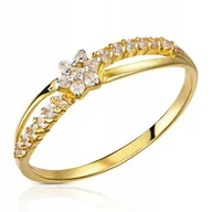 Obrączki ślubne - Złoty Pierścionek Zaręczynowy 333 8k Cyrkonia R15 - miniaturka - grafika 1