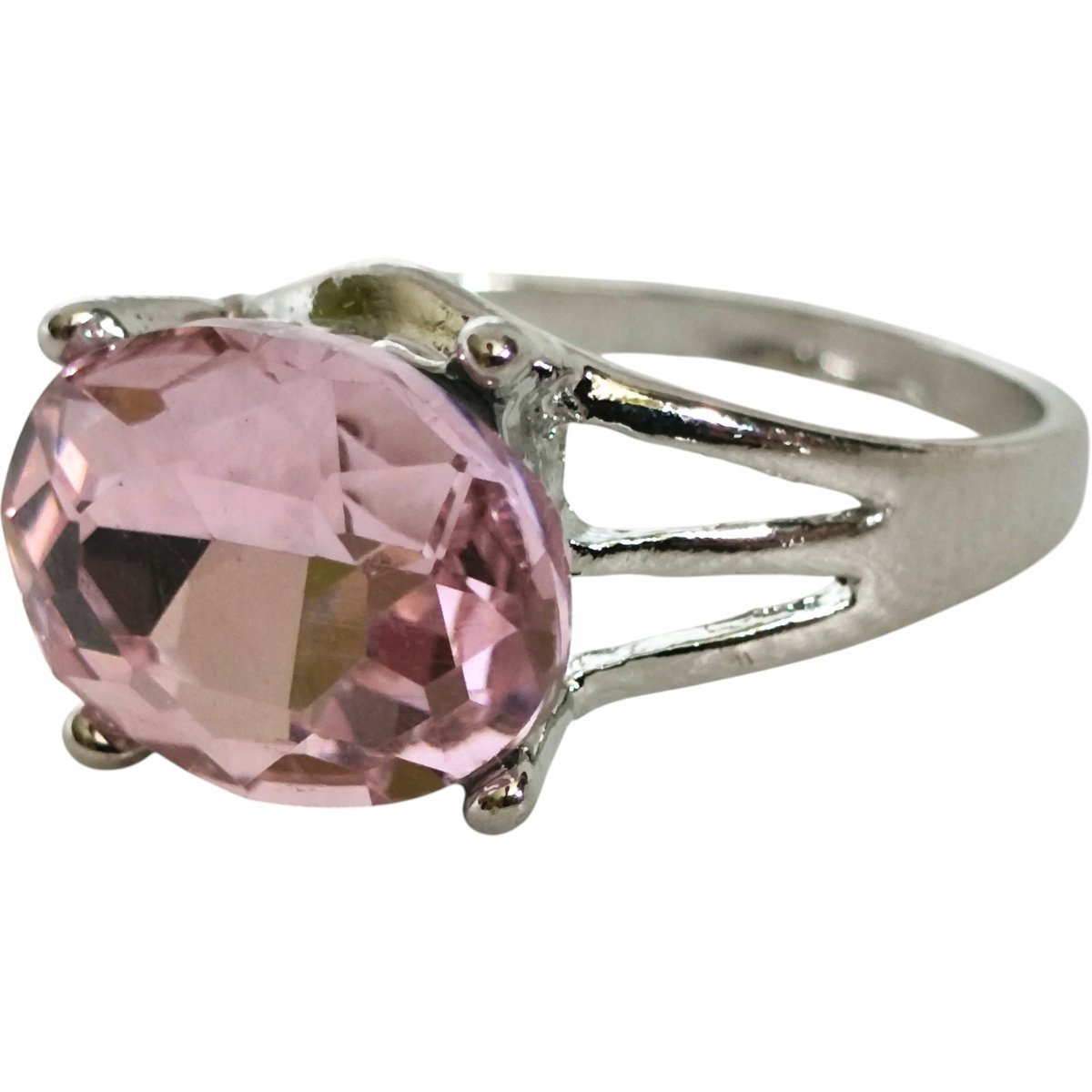 Srebrny Pierścionek Duża Cyrkonia Kamień ze Stali Chirurgicznej Vintage