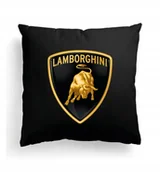 Poduszki dekoracyjne - Foto Poduszka Czarna Lamborghini Logo Auto + IMIĘ - miniaturka - grafika 1