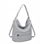 Torebki damskie - Szara Torebka Damska na Ramię Shopper LUIGISANTO Format A4 Skóra Eko - miniaturka - grafika 1