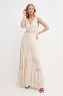 Guess sukienka LACE kolor beżowy maxi rozkloszowana W4GK21 KBP90 - Sukienki - miniaturka - grafika 1