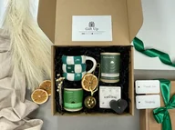 Zestawy upominkowe - Green - BOX prezentowy ze stylowym kubkiem, zaparzaczem, herbatą, słodyczami /Gift Up Box/ - miniaturka - grafika 1