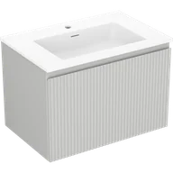 Szafki łazienkowe - Mexen Rivel szafka łazienkowa 70 cm z umywalką Otis, 1 szuflada, ryflowana , szara mat/biała mat - 91A20-07047-1-BF62-W18M01 - miniaturka - grafika 1