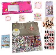 Prace ręczne dla dzieci - Zestaw do Robienia Bransoletek 900 El Biżuterii + Naklejki Na Paznokcie - miniaturka - grafika 1