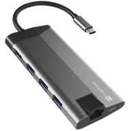 Huby USB - Adapter HUB 8w1 Natec Fowler Plus 3xUSB 3.0, USB-C, HDMI 4K, RJ45, SD, micro SD (NMP-1690) -  Raty - miniaturka - grafika 1