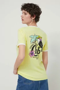 Koszulki sportowe damskie - Volcom t-shirt bawełniany damski kolor żółty - grafika 1
