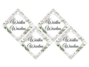 Zawieszki z wstążeczką na wódkę weselną - 12 szt. - Wesele i ślub - miniaturka - grafika 1