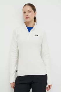 Bluzy damskie - The North Face bluza sportowa 100 Glacier kolor beżowy gładka NF0A855MQLI1 - grafika 1