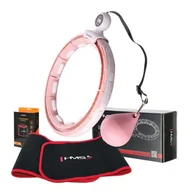 Pozostały sprzęt i akcesoria do ćwiczeń - ZESTAW HULA HOP MAGNETYCZNY PINK HHM15 Z LICZNIKIEM HMS + PAS WYSZCZUPLAJĄCY BR163 RED - miniaturka - grafika 1