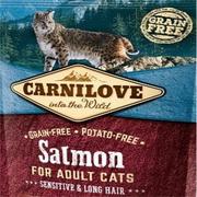 Sucha karma dla kotów - Carnilove Salmon Sensitive & Long Hair 2 kg - miniaturka - grafika 1
