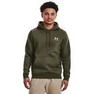 Bluzy męskie - Męska bluza dresowa nierozpinana z kapturem Under Armour UA Icon Fleece Hoodie - khaki - miniaturka - grafika 1