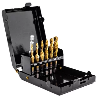 Zestaw wierteł gwintujących M3-M10 HSS z powłoką tytanową 6szt SILVER - Wiertła - miniaturka - grafika 3