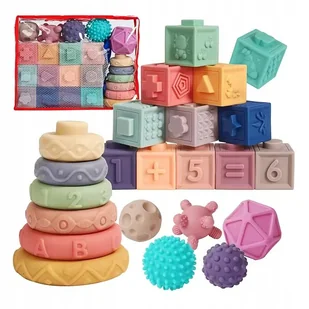 Edukacyjne Miękkie Klocki Sensoryczne 23El. Sorter - Zabawki sensoryczne - miniaturka - grafika 1