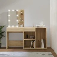 Toaletki - Toaletka z oświetleniem LED i szafką, dąb sonoma - miniaturka - grafika 1